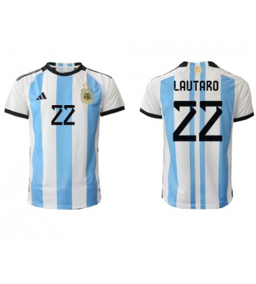 Maillot de foot Argentine Lautaro Martinez #22 Domicile Monde 2022 Manches Courte